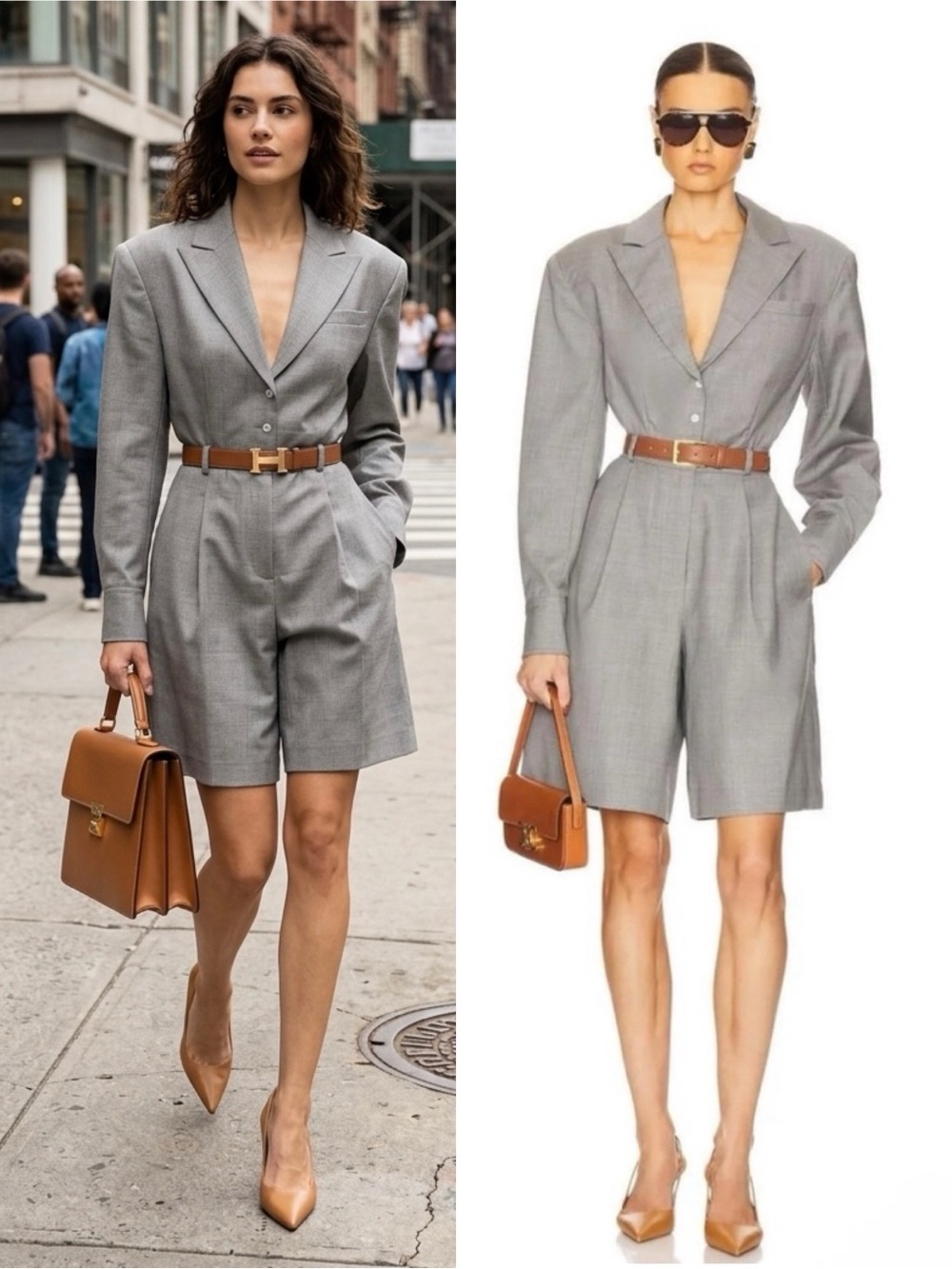 HELSA The Short Meeting Wool Jumpsuit Romper Gray NEW with tags